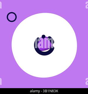 A kawaii sticker with a circle on a purple background. Stock Vector