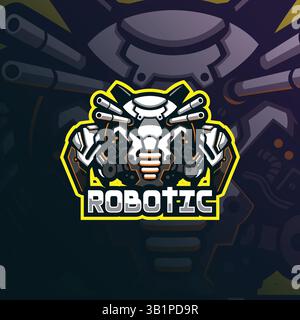 robotic mascot logo design vector with modern illustration concept style for badge, emblem and t shirt printing. robotic illustration for esport team. Stock Vector