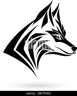 Unleash the power of the wolf with this striking animal emblem, ideal for logos, t-shirts, badges, and versatile design applications. Illustration on Stock Vector