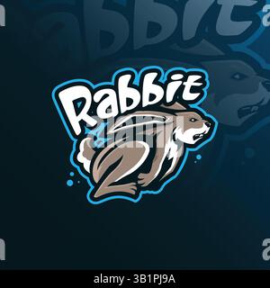 rabbit mascot logo design vector with modern illustration concept style for badge, emblem and t shirt printing. speed rabbit illustration. Stock Vector