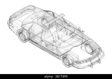 A police car with a siren on top. The car has a large, black grill on the front bumper. Isometric view Stock Vector