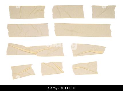Beige crinkled masking tape strips Stock Photo