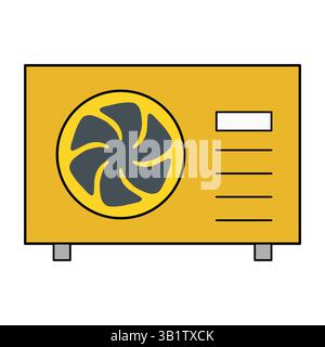 Heat pump air source icon, cooling electric system machine, cool web vector illustration . Stock Vector