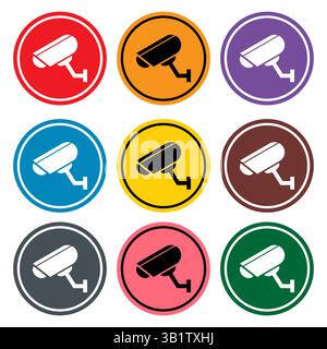 Set of closed circuit television camera icon, CCTV video protection, vector illustration . Stock Vector