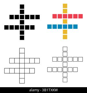 Set of Crossword concept icon, cross word graphic, web flat vector illustration . Stock Vector