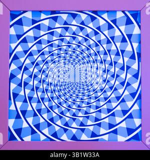 Optical illusion. 3d abstract background, geometric circle, blue Stock Photo