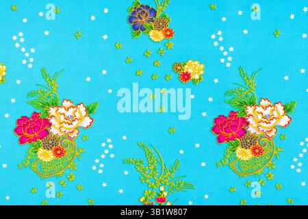 Thai traditional style fabric textile for background. Stock Photo