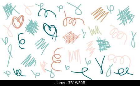 Abstract shapes and lines in diverse colors overlap and intersect, creating a playful composition. This vector illustration highlights the beauty of Stock Vector