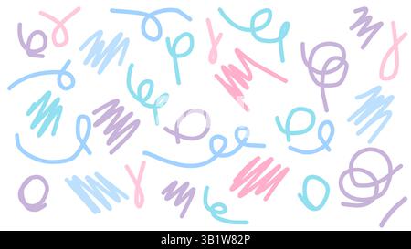 Soft pastel doodles in various shapes and sizes fill the space with a playful touch. This vector illustration offers a whimsical feel, ideal for Stock Vector