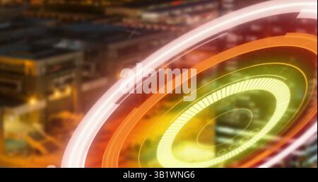 Image of processing circle over night cityscape Stock Photo