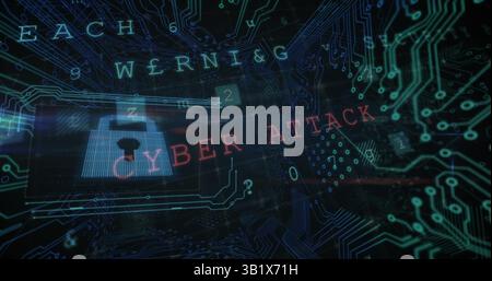 Image of data processing, online security warning and circuit board Stock Photo