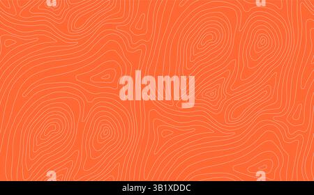 Seamless Salmon Pattern Meat. Seafood Abstract Line Fish Skin BG Texture. Gourmet Sushi Japanese Orange Curve Wave. Fresh Dish Tuna Steak Fillet Stock Vector
