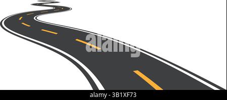 asphalt road with yellow dashed lines going to the distance. Vector illustration Stock Vector