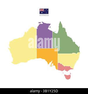 Silhouette and colored Australia map Stock Vector