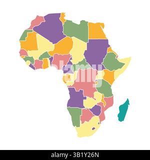 Silhouette and colored Africa map. Perfect for educational, geographical, and travel-related projects. Stock Vector