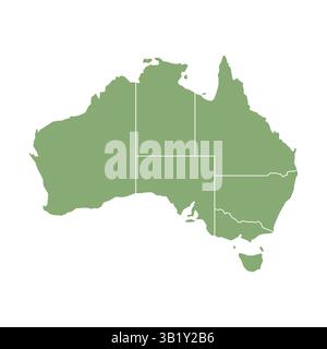 Green silhouette and colored australia map Stock Vector