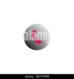 Phone receiver icon. Red call button. Vector contact symbol. Dark gradient background. Stock Vector
