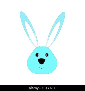 Aqua rabbit head. Cute animal vector. Smiling bunny face. Cartoon ear character. Stock Vector