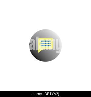 Speech bubble icon. Yellow message box. Blue text shape. Vector communication symbol. Stock Vector