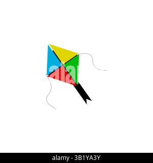 Kite icon. Flying toy vector. Triangle fabric shape. Colored sky symbol. Stock Vector