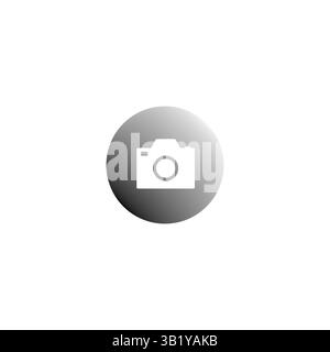 Camera icon symbol. Photography vector button. Circular gradient shape. Black white image. Stock Vector