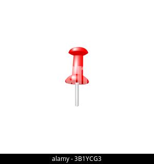 Pushpin icon. Red pin vector. Stationery object shape. Office sharp symbol. Stock Vector