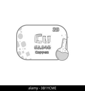 Copper vector icon. Atomic number twenty nine. CU periodic symbol. Grey chemistry chart. Stock Vector