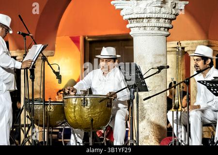 Merida, Mexico - 01-27-2025: Drummers at the January festival in Merida ...