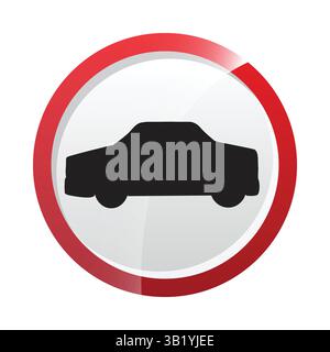 No Entry for Cars Traffic Sign Icon – Red Circle Road Safety Warning Symbol for Vehicles Stock Vector