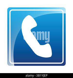 Telephone Sign – Blue Square Icon Indicating Public Phone Availability, Emergency Call Point, Communication Services, Roadside Assistance, and Contact Stock Vector