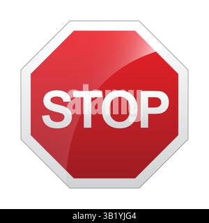 STOP Sign – Red Octagon Traffic Control Symbol for Road Safety, Vehicle Stoppage, Intersection Rules, Pedestrian Protection, and Traffic Management Stock Vector