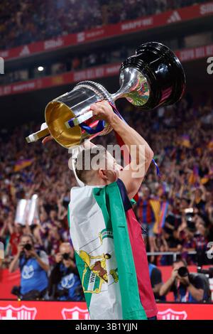 FC Barcelona's Spanish player Fermin Lopez Marin in action during a