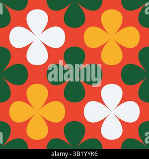 Xmas flower pattern in seamless vector style with festive geometric design. Ideal for Christmas wallpapers, backgrounds, and stylish decorative prints Stock Vector