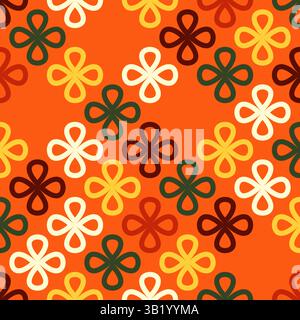 Seamless pattern of colorful floral shapes on a bright background. Abstract design with playful aesthetics. For fashion, textiles, home decor, and pri Stock Vector