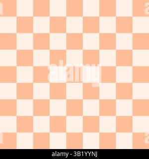 Seamless peach fuzz checkered grid pattern in Memphis style. Geometric vector design for backgrounds and wallpapers. Modern, hipster, and minimal aest Stock Vector