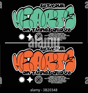 Set Your Heart on Things Above Christian Typography Vector – Inspirational Bible Verse from Colossians 3:1 for Faith-Based Wall Art, Religious Posters Stock Vector