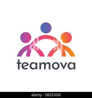 Teamova Abstract People Connection Logo Design Stock Vector