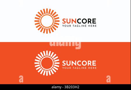 Suncore Radiant Sun Logo Design Set Stock Vector