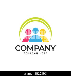 Abstract Community People Arc Logo Design Stock Vector