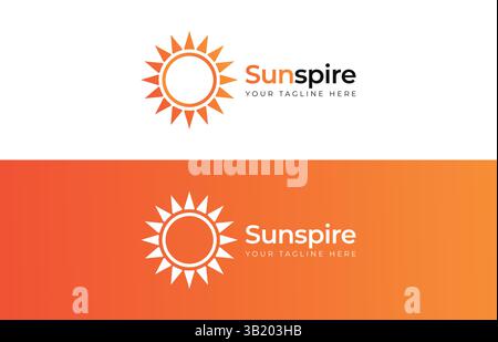 Sunspire Bright Sun Logo Design Set Stock Vector