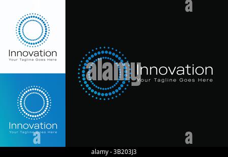 Innovation Dotted Circle Logo Design Set Stock Vector