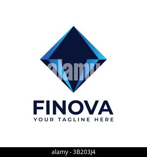Finova Abstract Arrow Diamond Logo Design Stock Vector