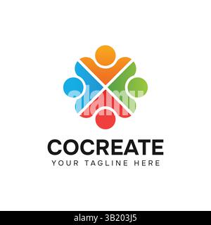 Cocreate Abstract Collaborative People Logo Design Stock Vector