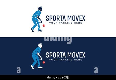Sporta Movex Cricket Bowler Logo Design Set Stock Vector