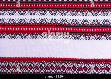 Texture of traditional Ukrainian embroidered tablecloth Stock Photo