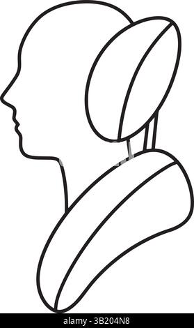 Car Neck & Back Cushion blacken white Vector Car Modern Accessory Stock Vector