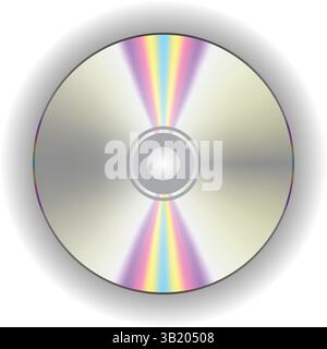 High-Resolution Blank CD Disc with Colorful Light Reflection – Isolated Compact Disc Image for Digital Media, Data Storage, and Music Recording Stock Vector