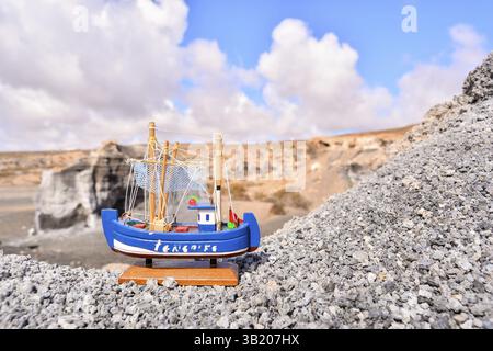 Conceptual a Boat Object in the Dry Desert Stock Photo