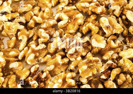 Close up of Walnut Many walnuts texture backgound pattern Stock Photo