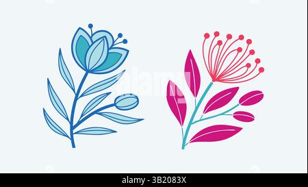Cheerful Spring Garden Illustration: Whimsical Flowers, Butterflies, and Hearts for Joyful Designs Stock Vector